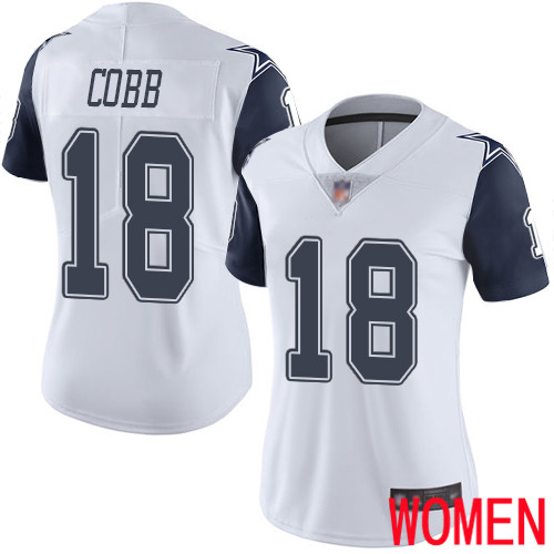Women Dallas Cowboys Limited White Randall Cobb 18 Rush Vapor Untouchable NFL Jersey